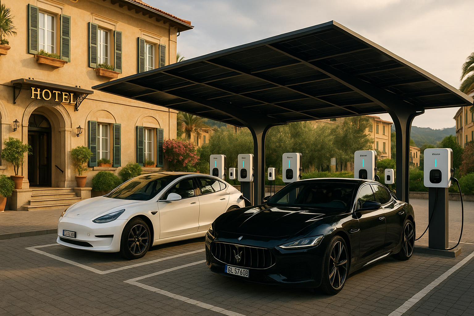 Stazioni di ricarica AC 22kW e DC fino a 400kW per aziende e hotel - Green Mood Italia