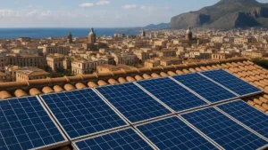 Impianto fotovoltaico a Palermo con vista sulla città