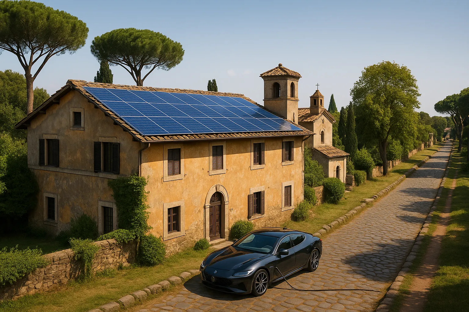Villa con impianto fotovoltaico a Roma