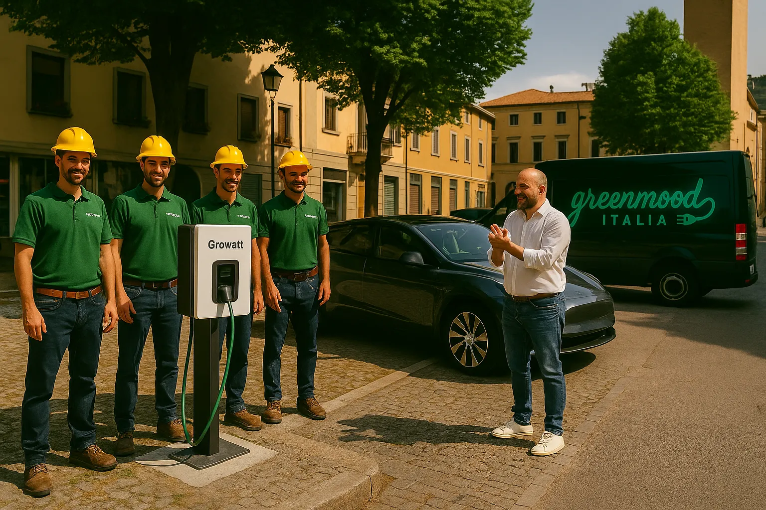 Tecnici Green Mood installano colonnine EV a Arezzo