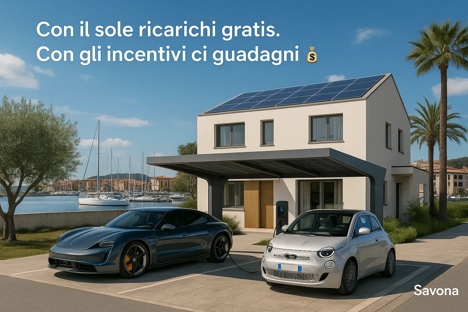Stazione di ricarica Green Mood per auto elettriche alimentata da fotovoltaico a Savona