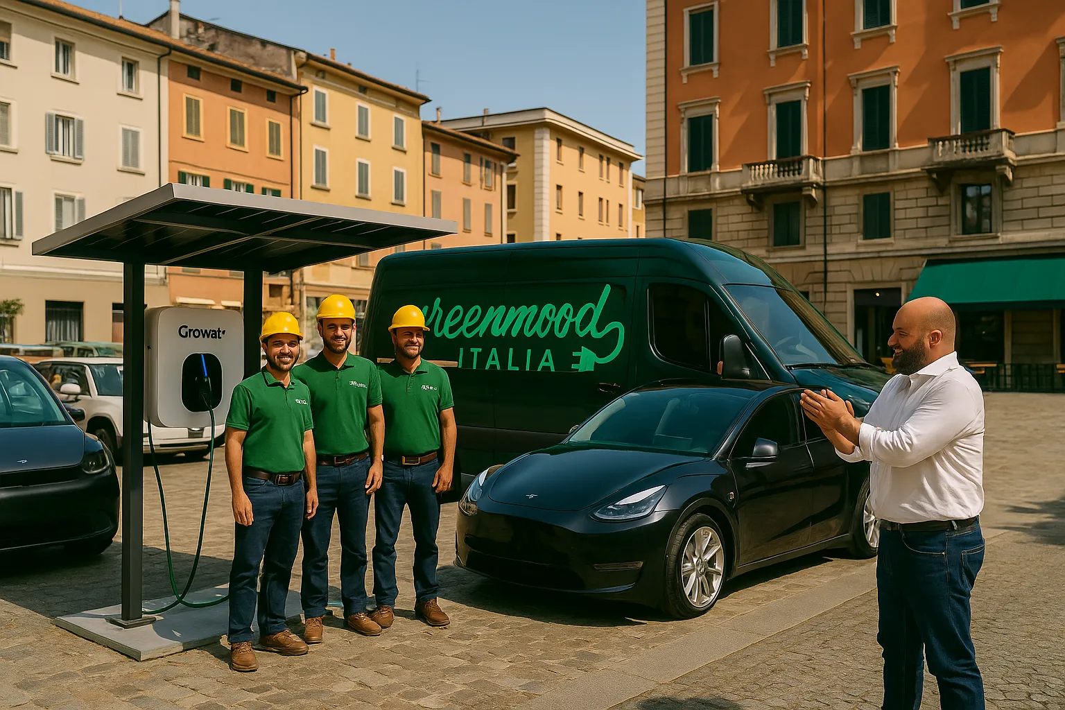 Pensilina fotovoltaica e colonnine EV a Varese – installazione Green Mood
