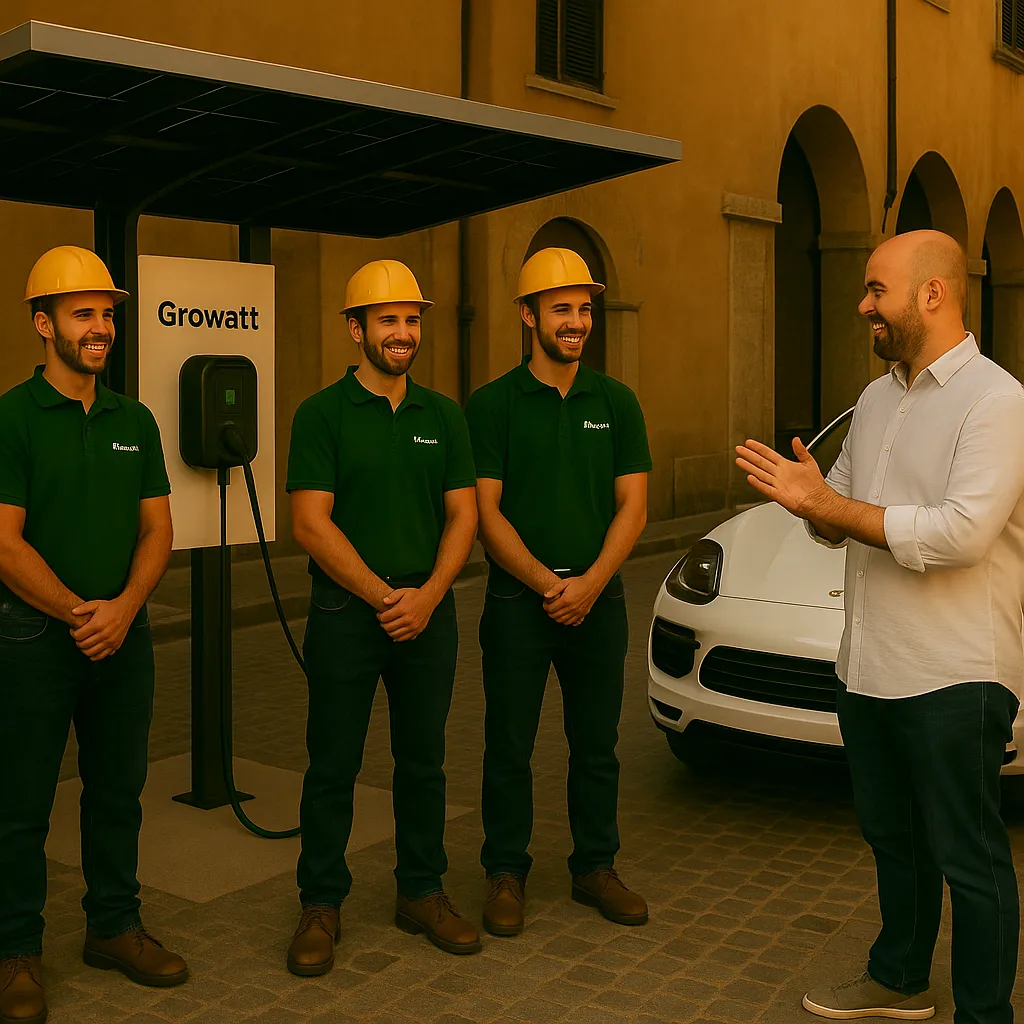 Tecnici Green Mood installano colonnina EV a Caltanissetta