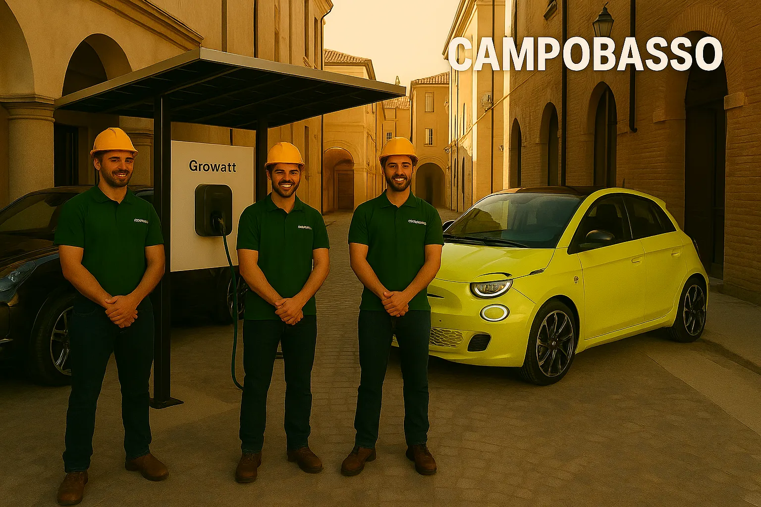 Tecnici Green Mood installano colonnina EV a Campobasso