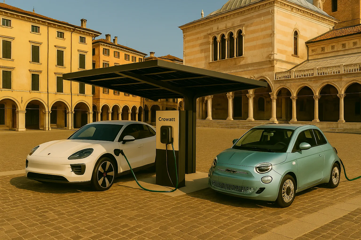 Tecnici Green Mood installano colonnina EV a Udine