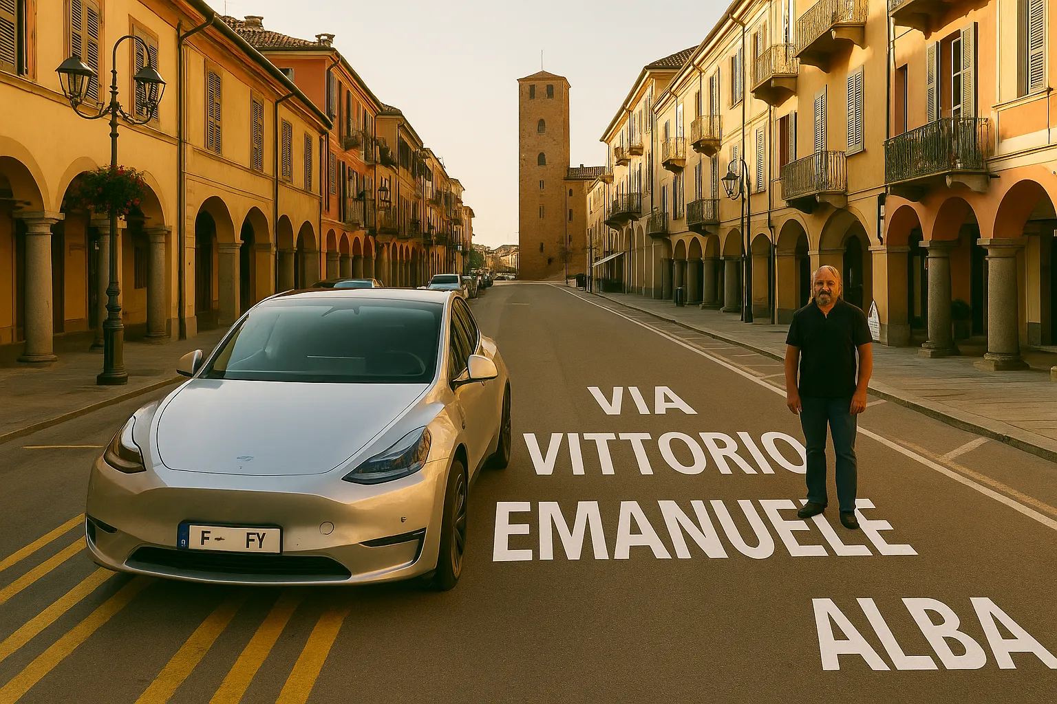 Pensilina fotovoltaica con auto elettriche a Alba