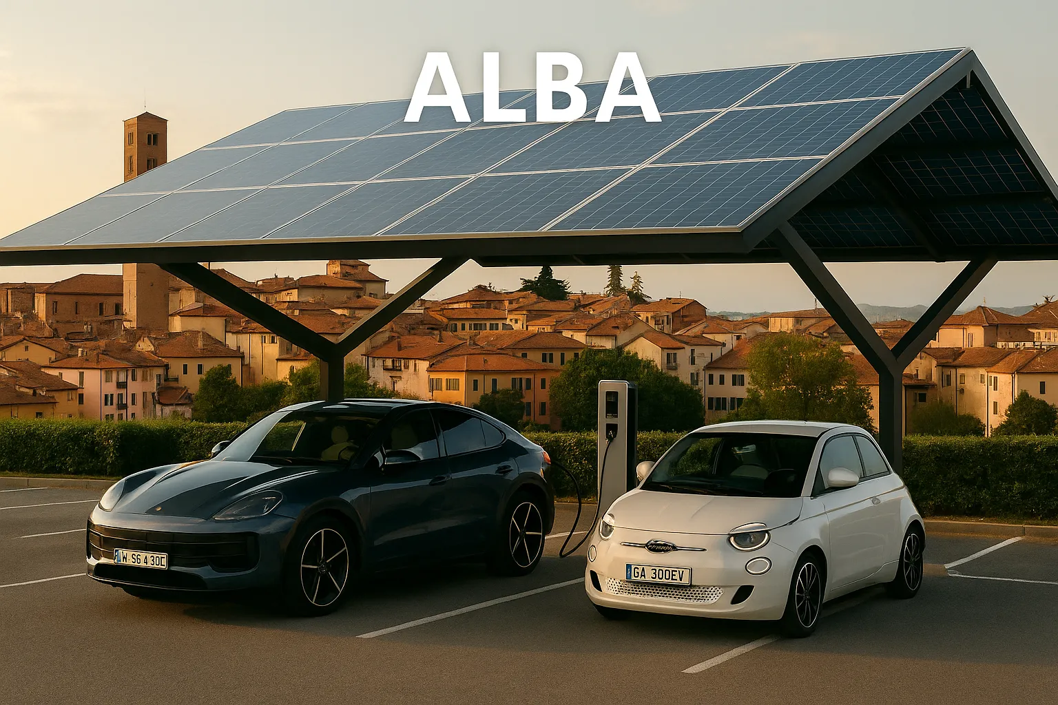 Auto elettrica a Alba con impianto fotovoltaico