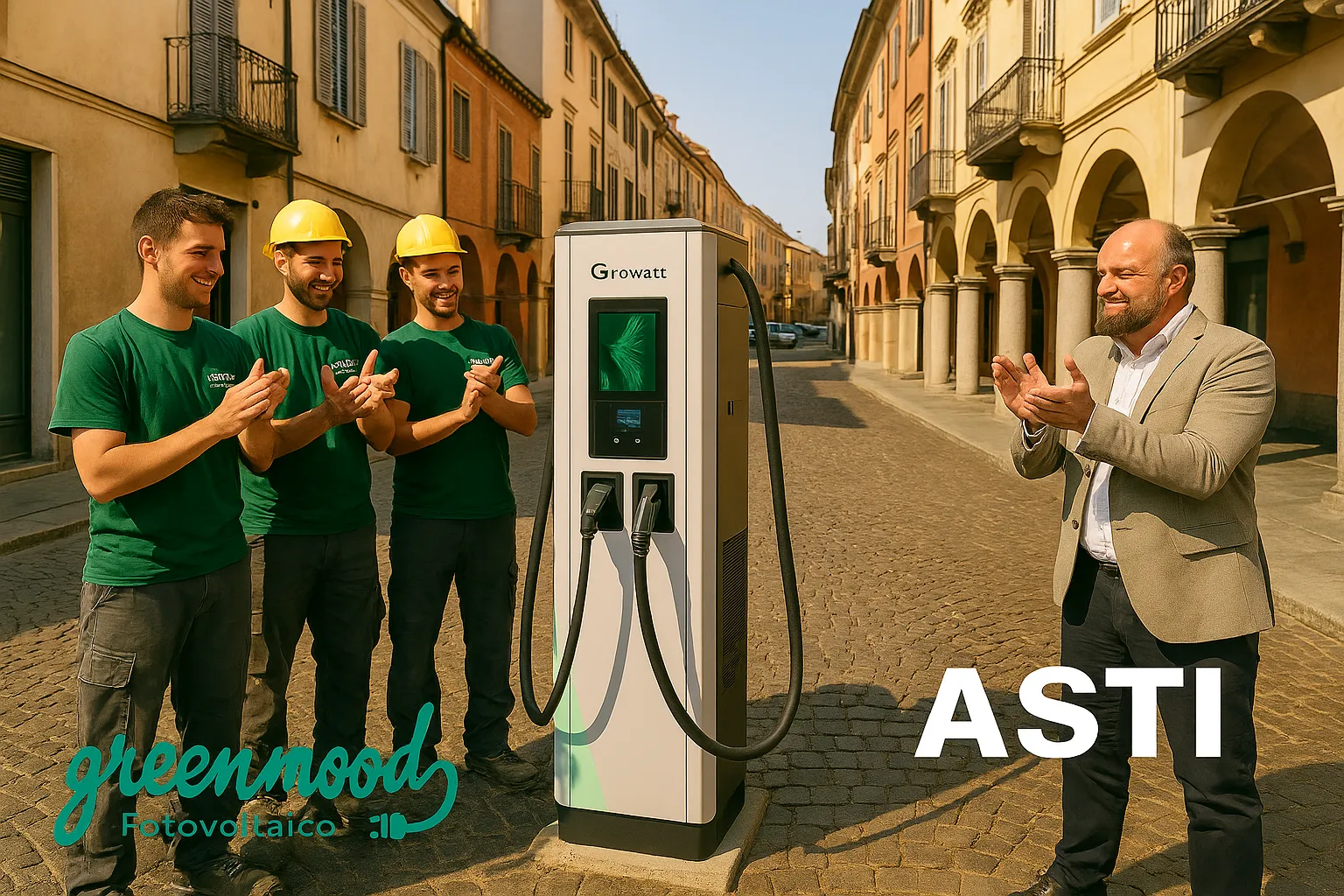 Tecnici Green Mood installano impianto fotovoltaico ad Asti