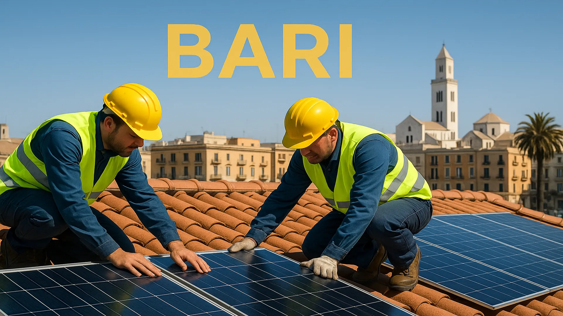 Dettaglio pannelli su tetto residenziale - Bari