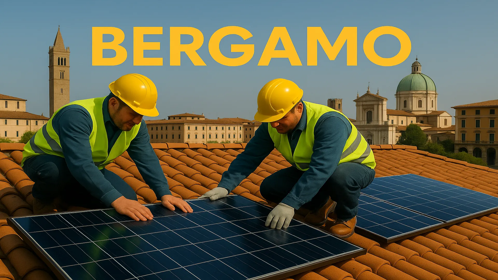 Dettaglio pannelli su tetto residenziale - Bergamo