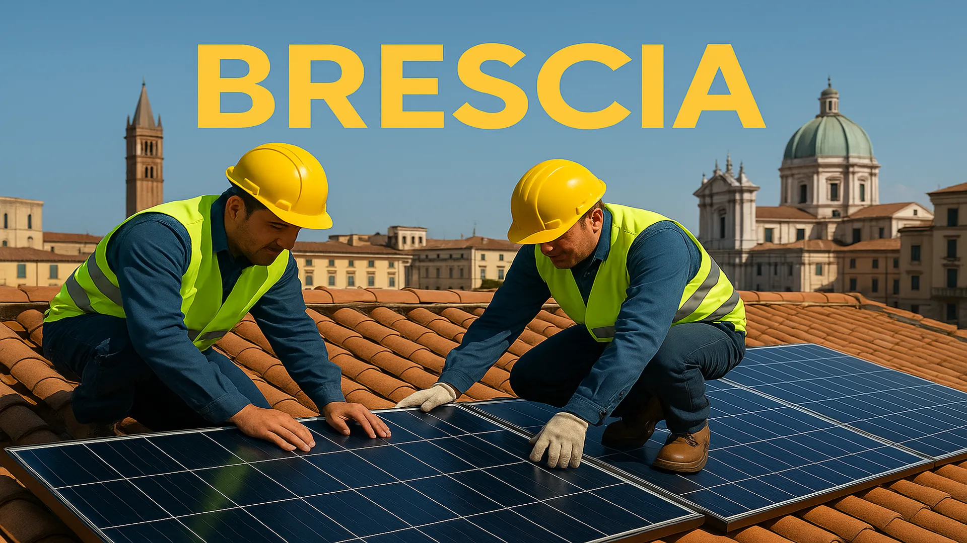 Dettaglio pannelli su tetto residenziale - Brescia