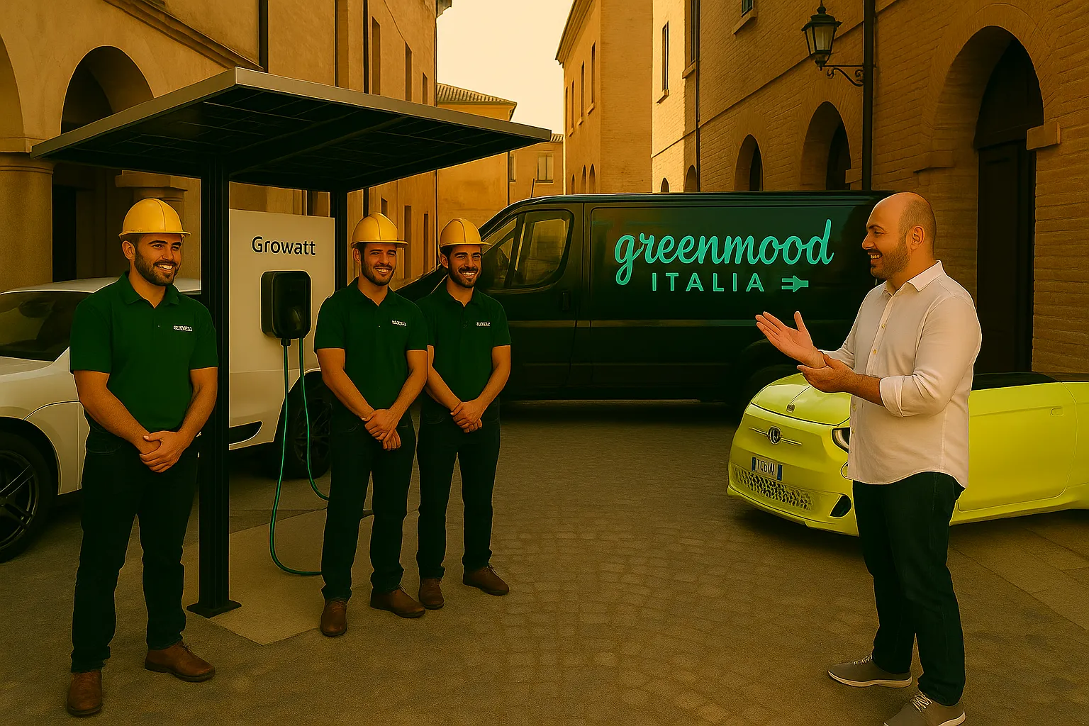 Tecnici Green Mood installano colonnina EV a Catanzaro