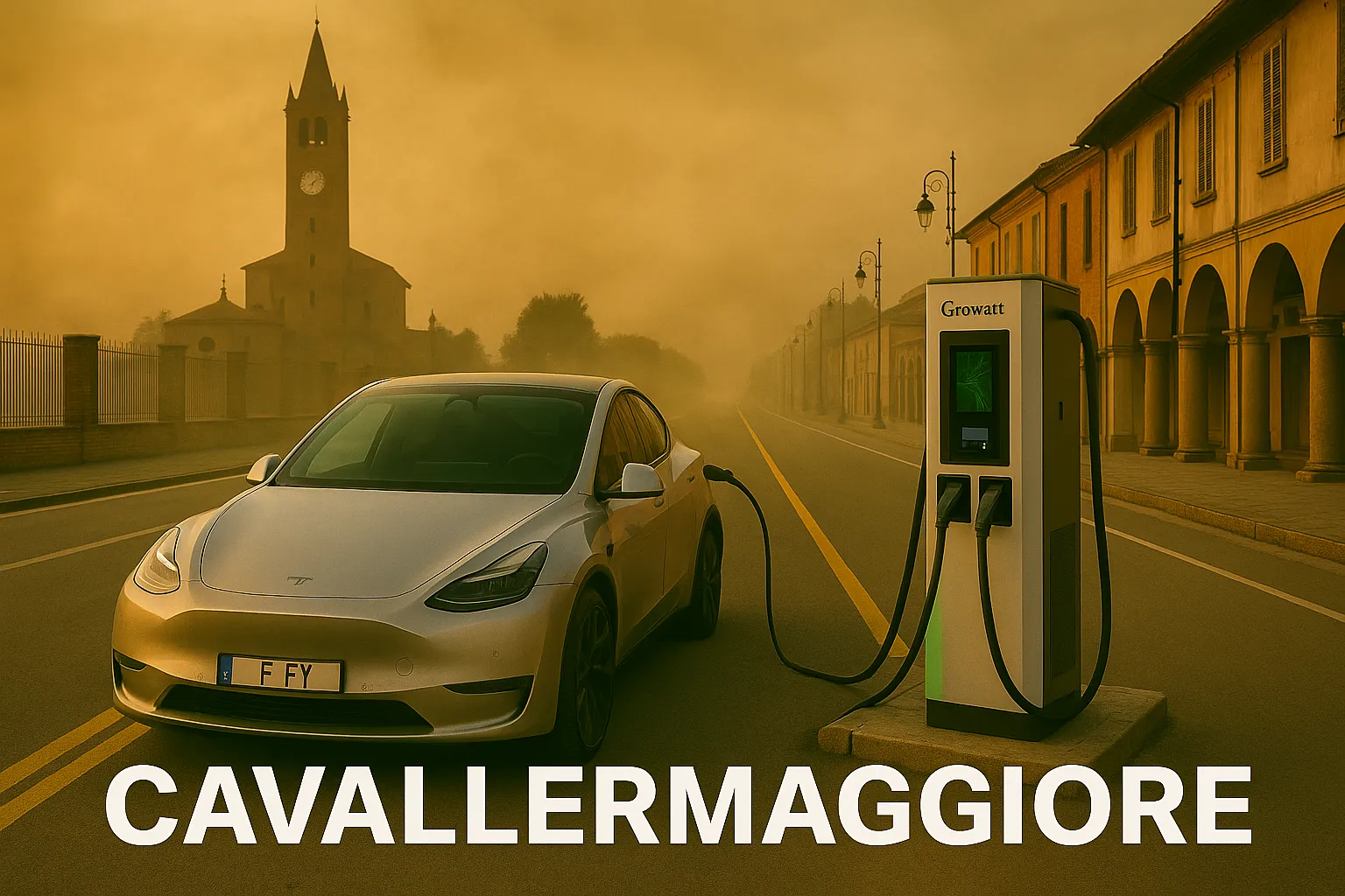 Auto elettrica a Cavalermaggiore con pannelli solari