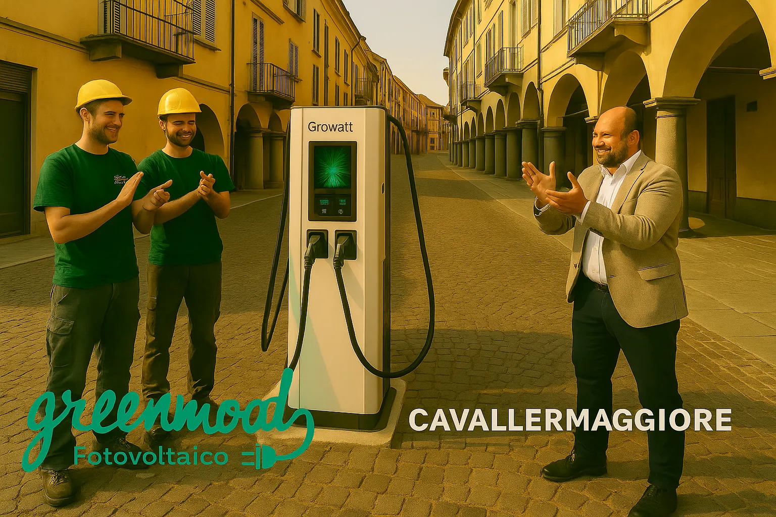Tecnici Green Mood installano fotovoltaico a Cavalermaggiore