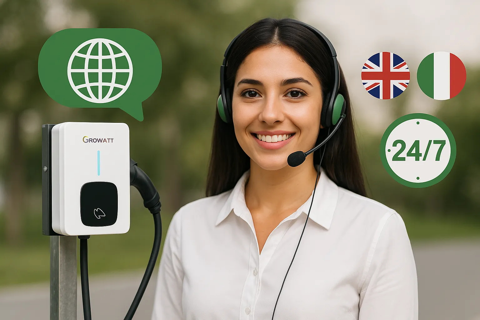 Assistenza Green Mood – Italiano e Inglese Assistenza H24 bilingue per stazioni di ricarica auto elettriche