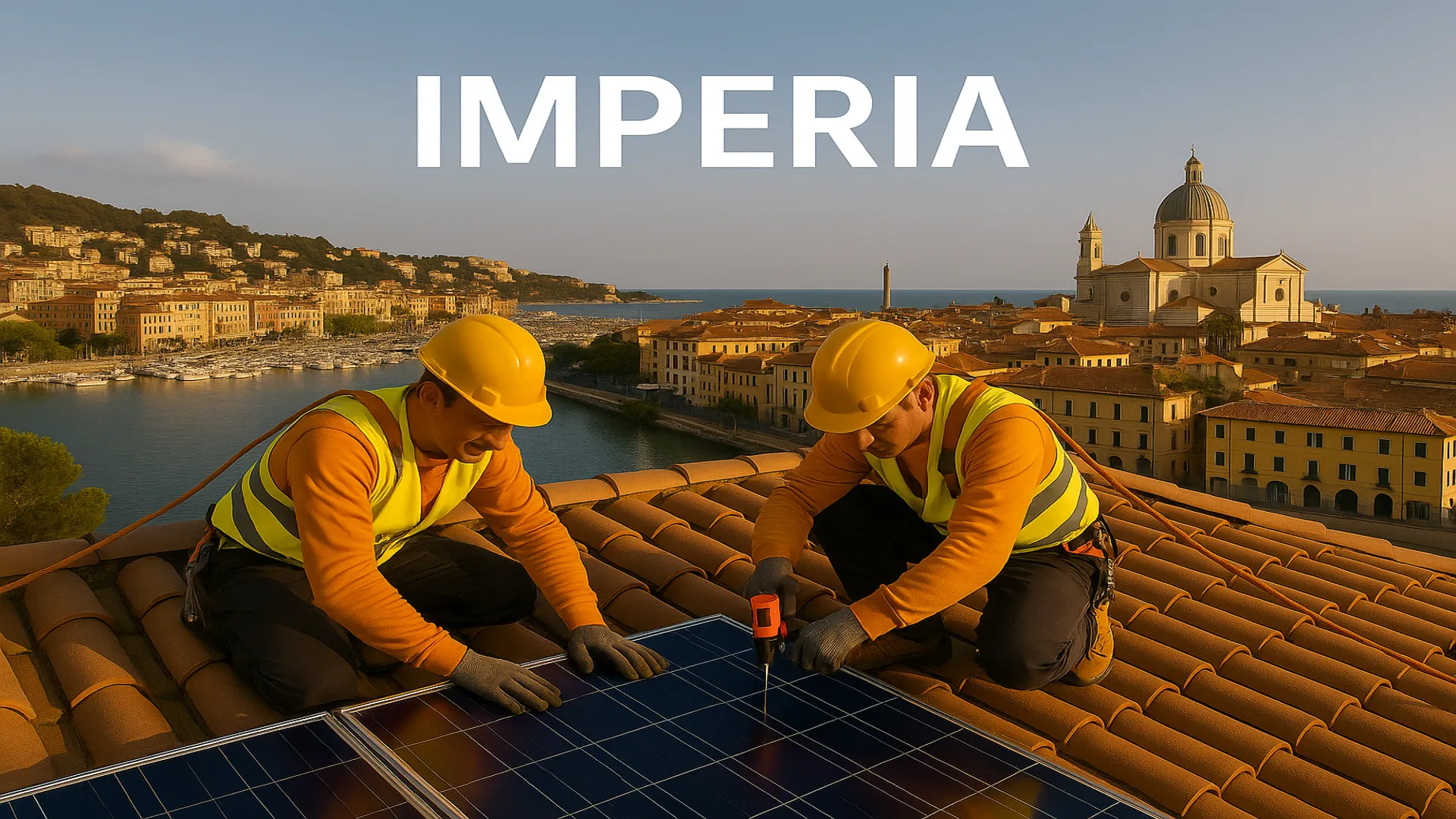 Dettaglio pannelli su tetto residenziale - Imperia