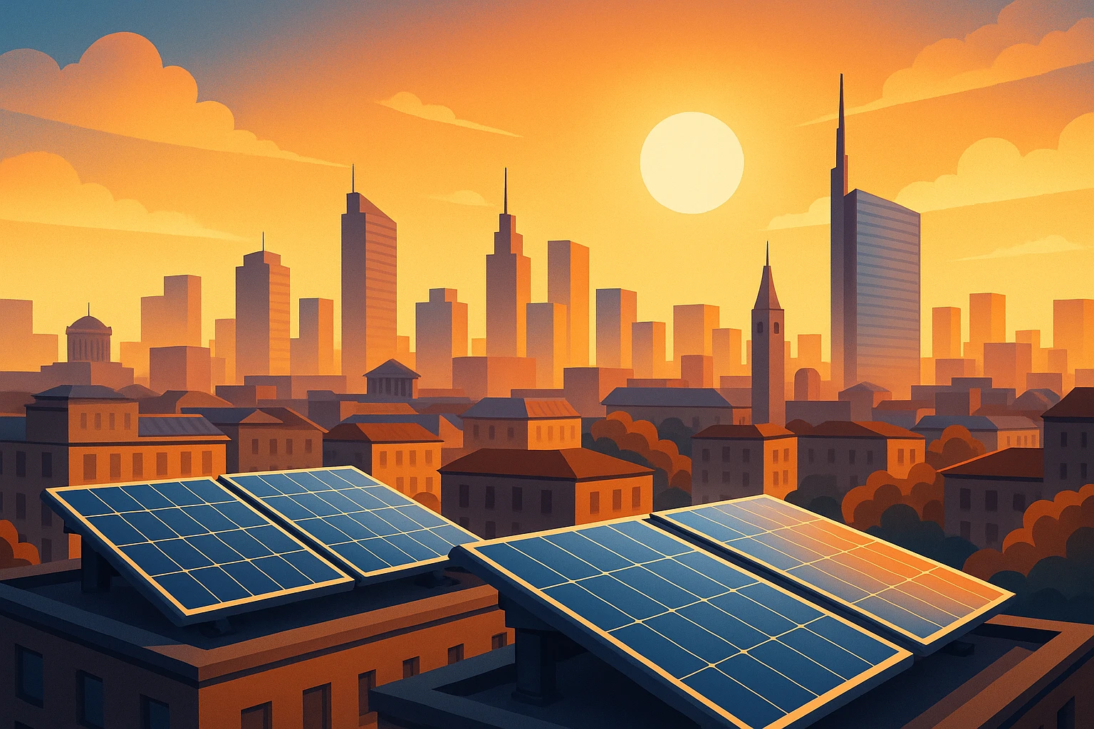Concetto di energia indipendente con pannelli solari e batterie