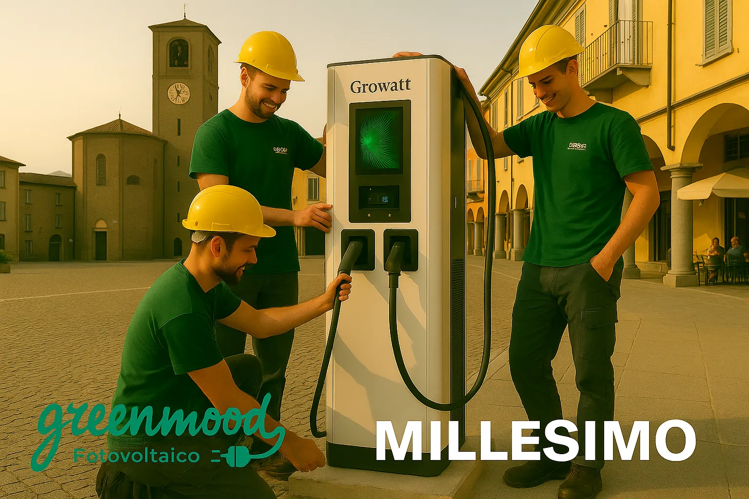 Tecnici Green Mood installano stazione ricarica a Millesimo
