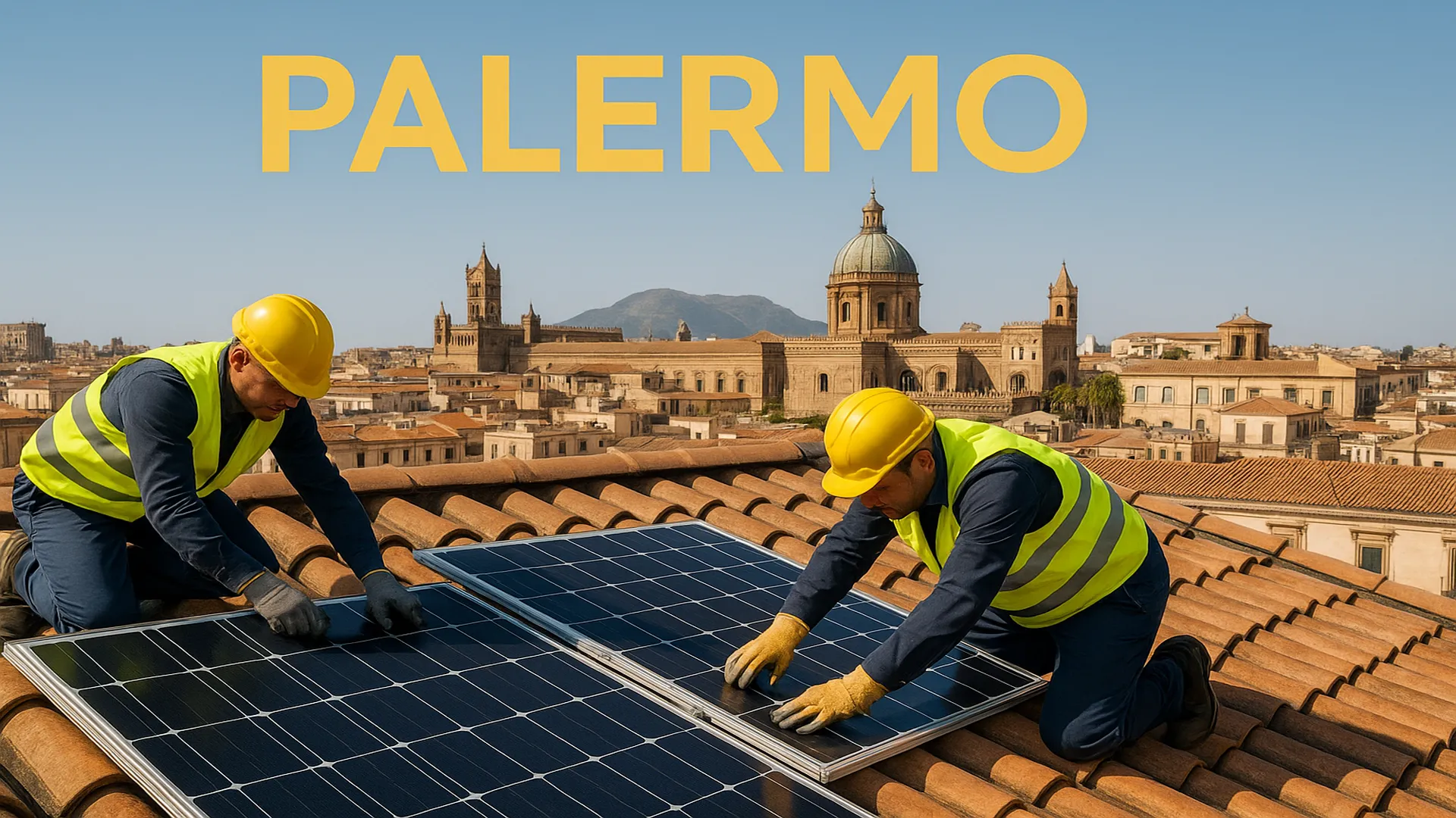 Dettaglio pannelli su tetto residenziale - Palermo