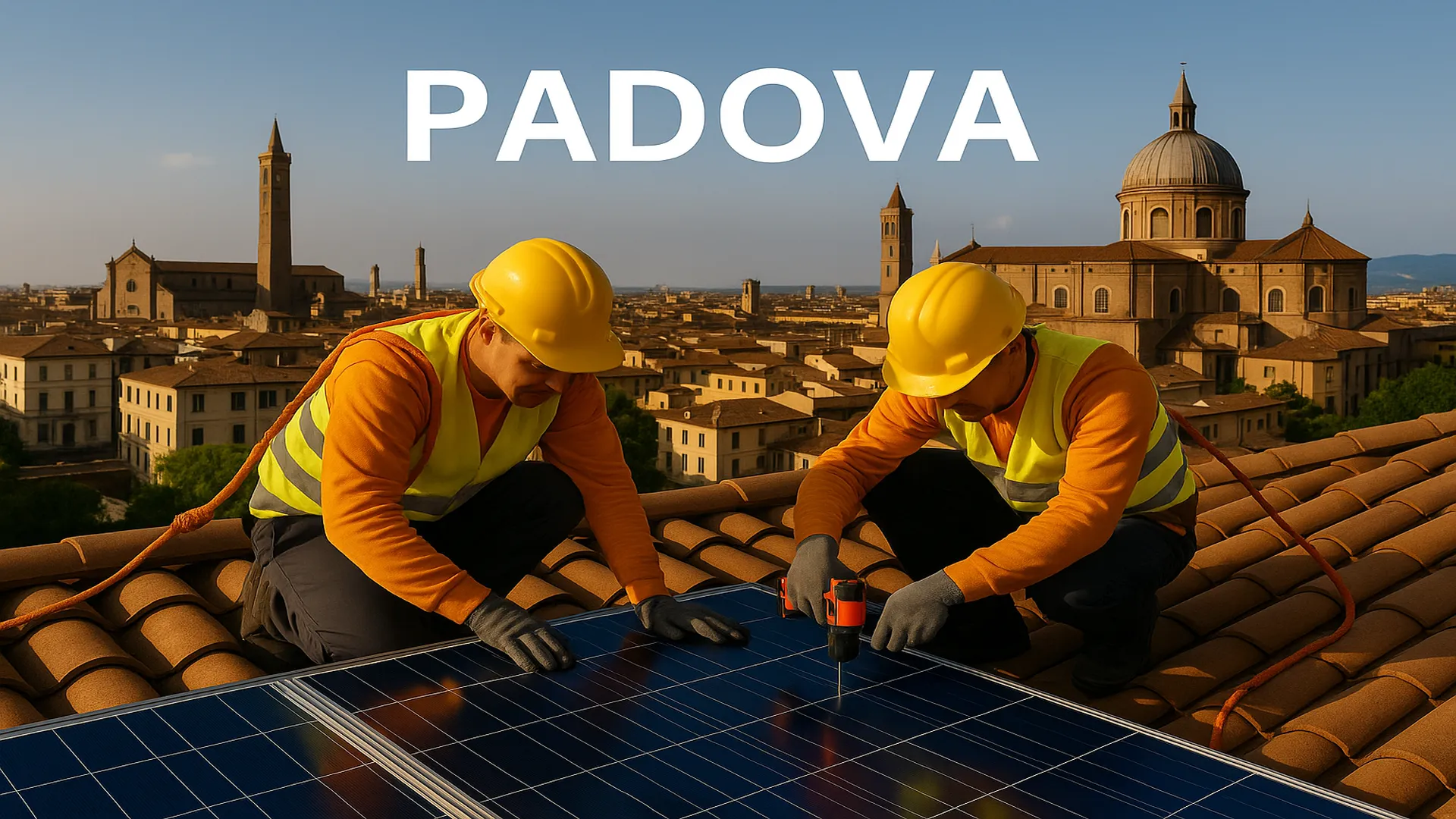 Dettaglio pannelli su tetto residenziale - Padova