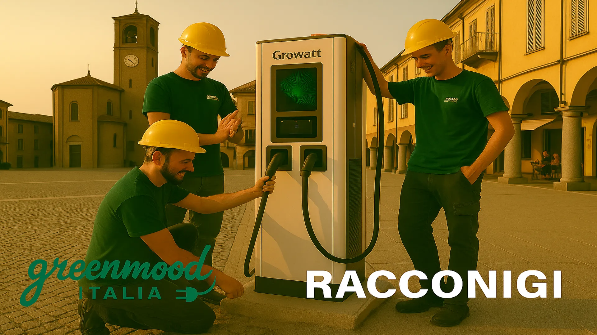 Tecnici Green Mood dopo installazione colonnina a Racconigi