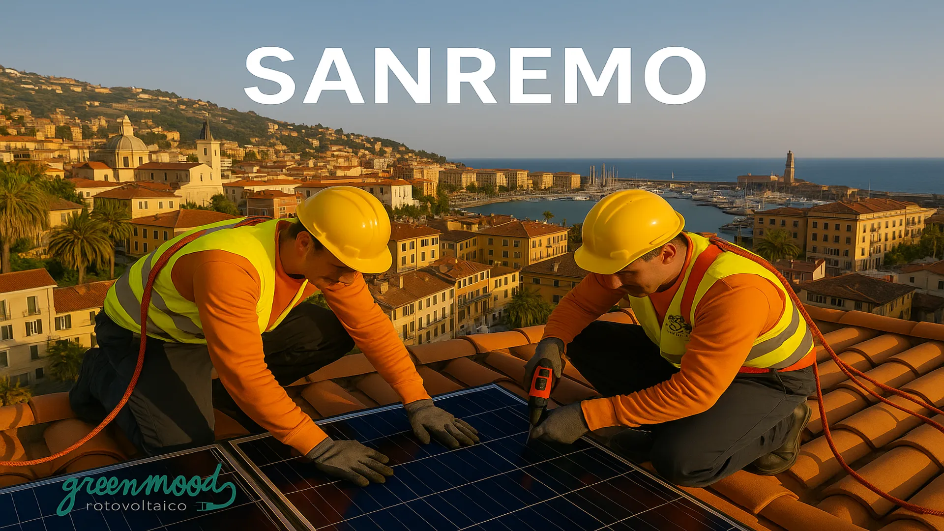 Dettaglio pannelli su tetto residenziale - Sanremo