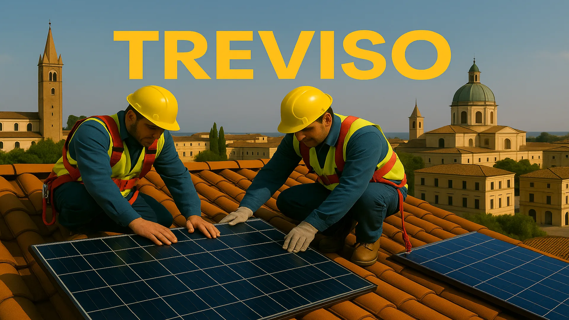 Pannelli fotovoltaici su tetto residenziale a Treviso
