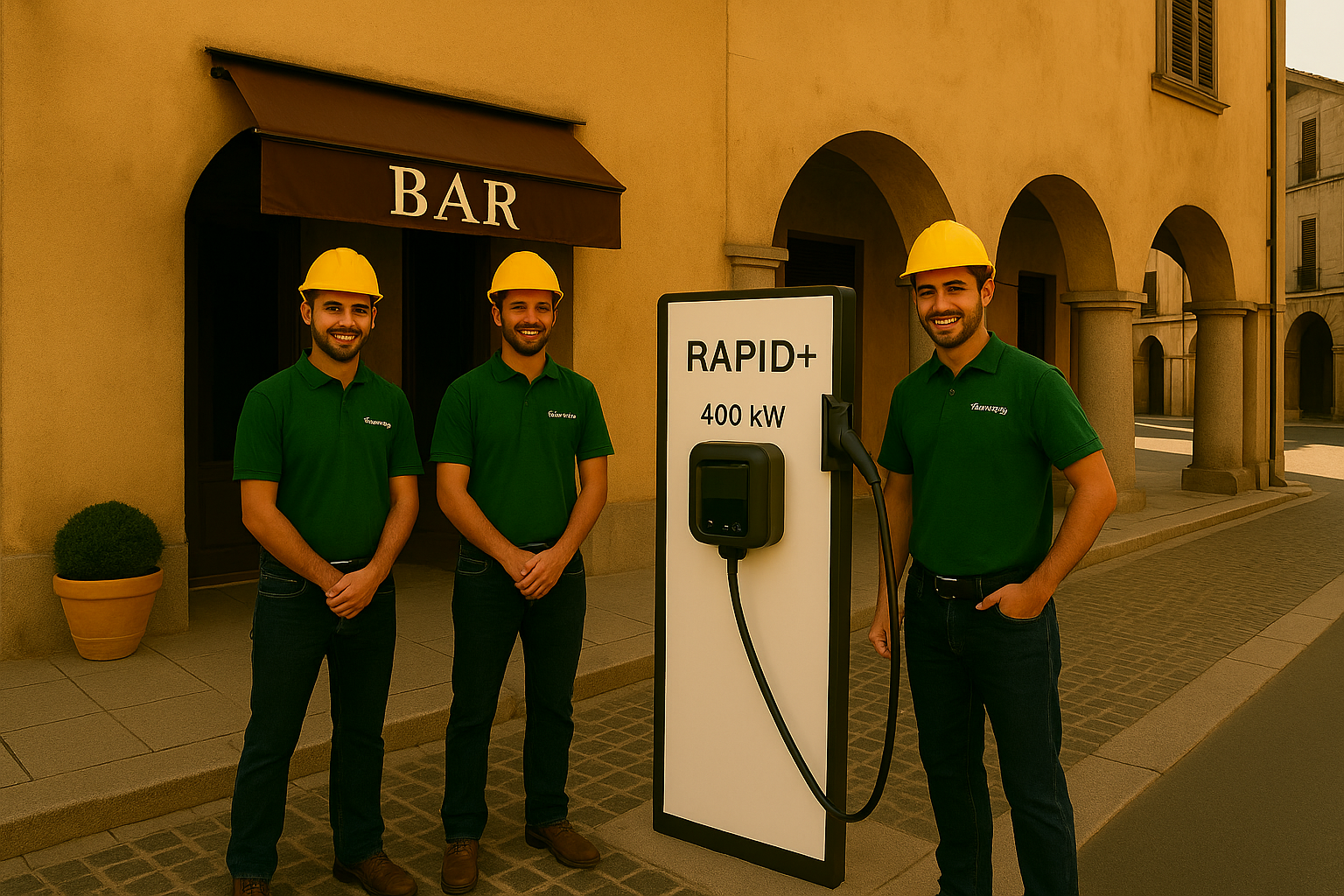 Tecnici Green Mood installano colonnina EV a Nuoro