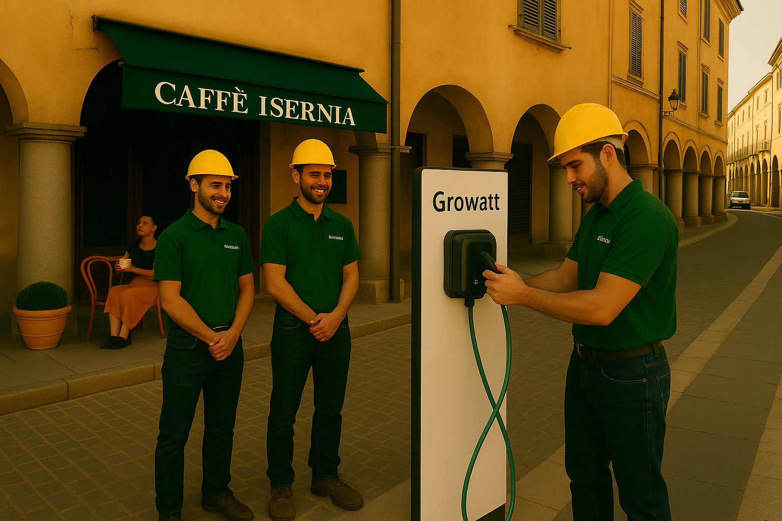 Tecnici Green Mood installano colonnina EV a Isernia
