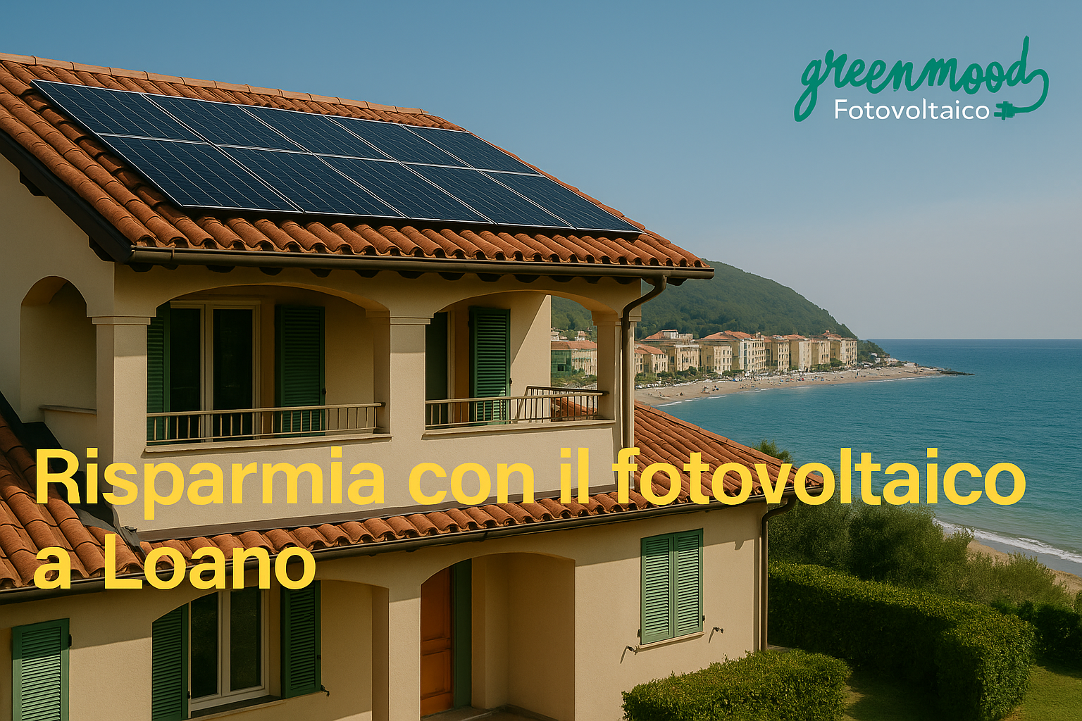 Vista panoramica su impianto fotovoltaico Green Mood a Loano