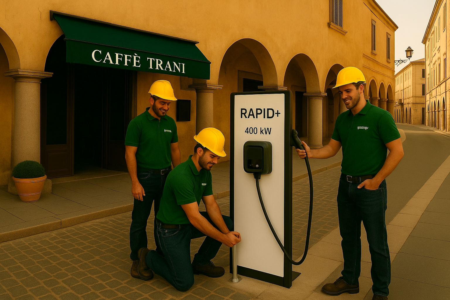 Tecnici Green Mood installano colonnina EV nella provincia di Barletta-Andria-Trani