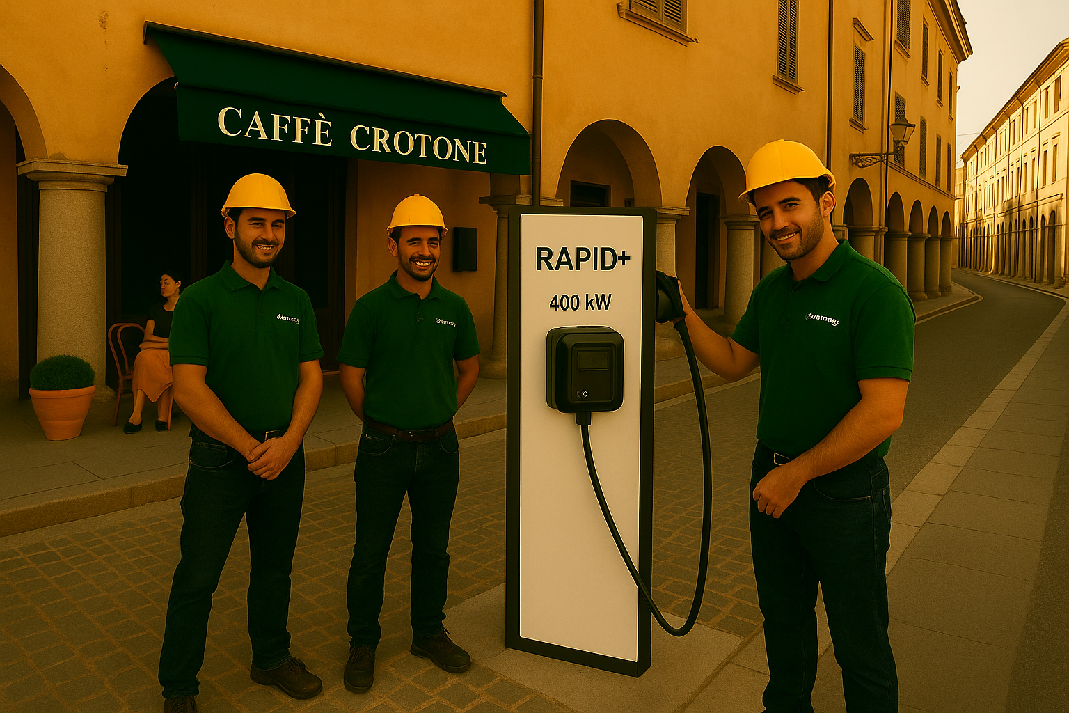 Tecnici Green Mood installano colonnina EV a Crotone