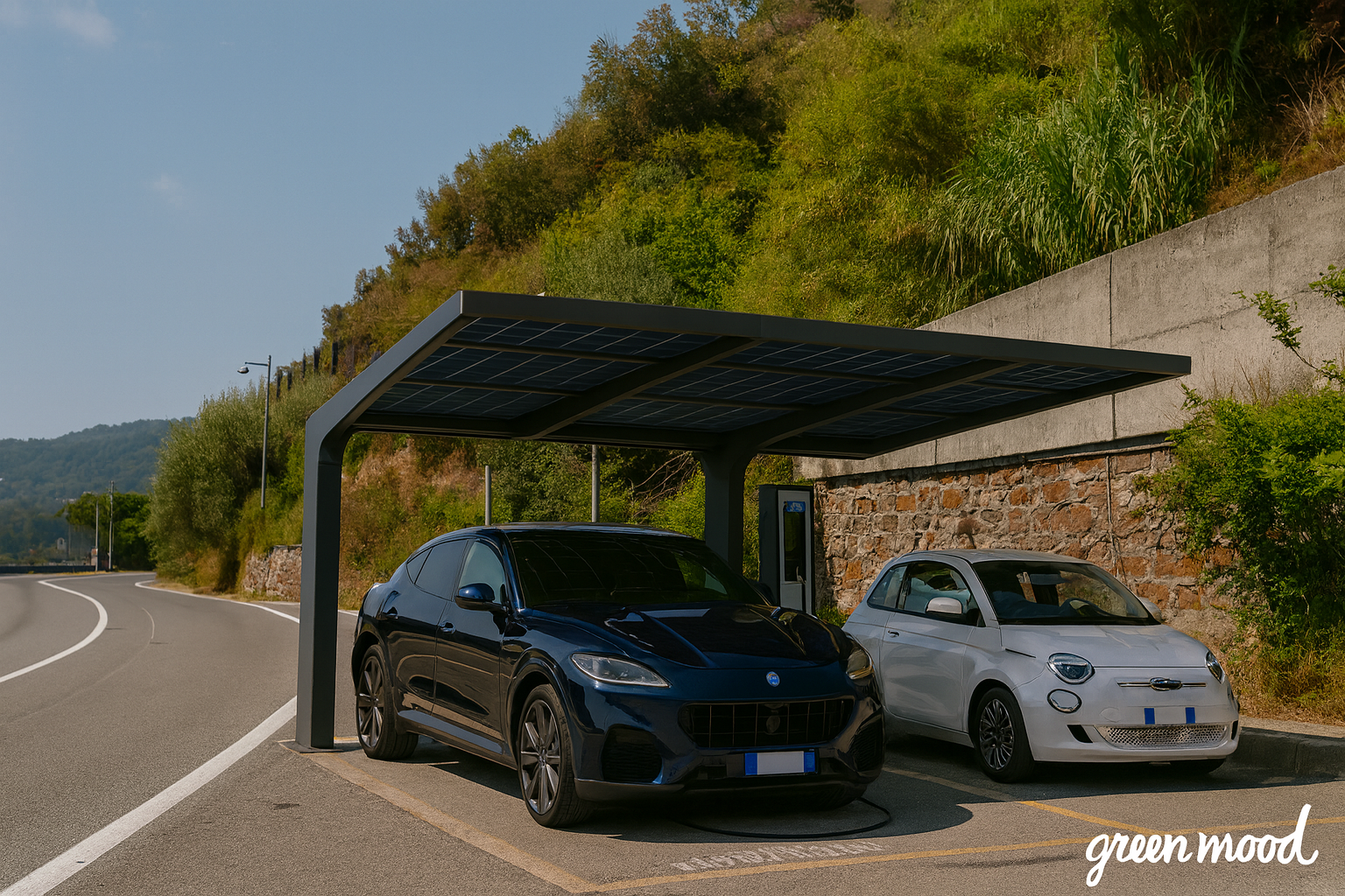 Vista panoramica di Bergeggi con impianto fotovoltaico – Green Mood Italia
