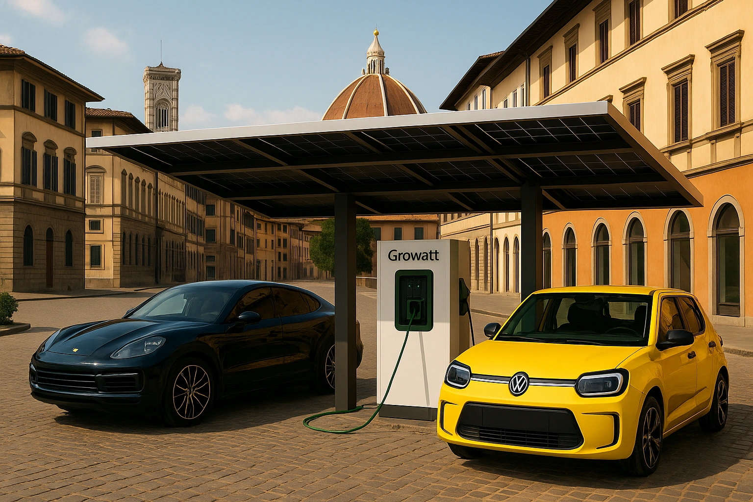Colonnina con pensilina fotovoltaica installata a Firenze da Green Mood
