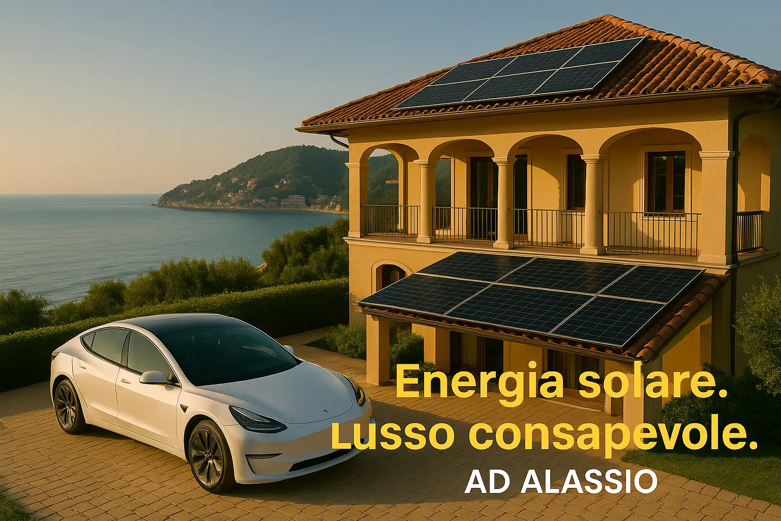 Villa ad Alassio con impianto fotovoltaico di design
