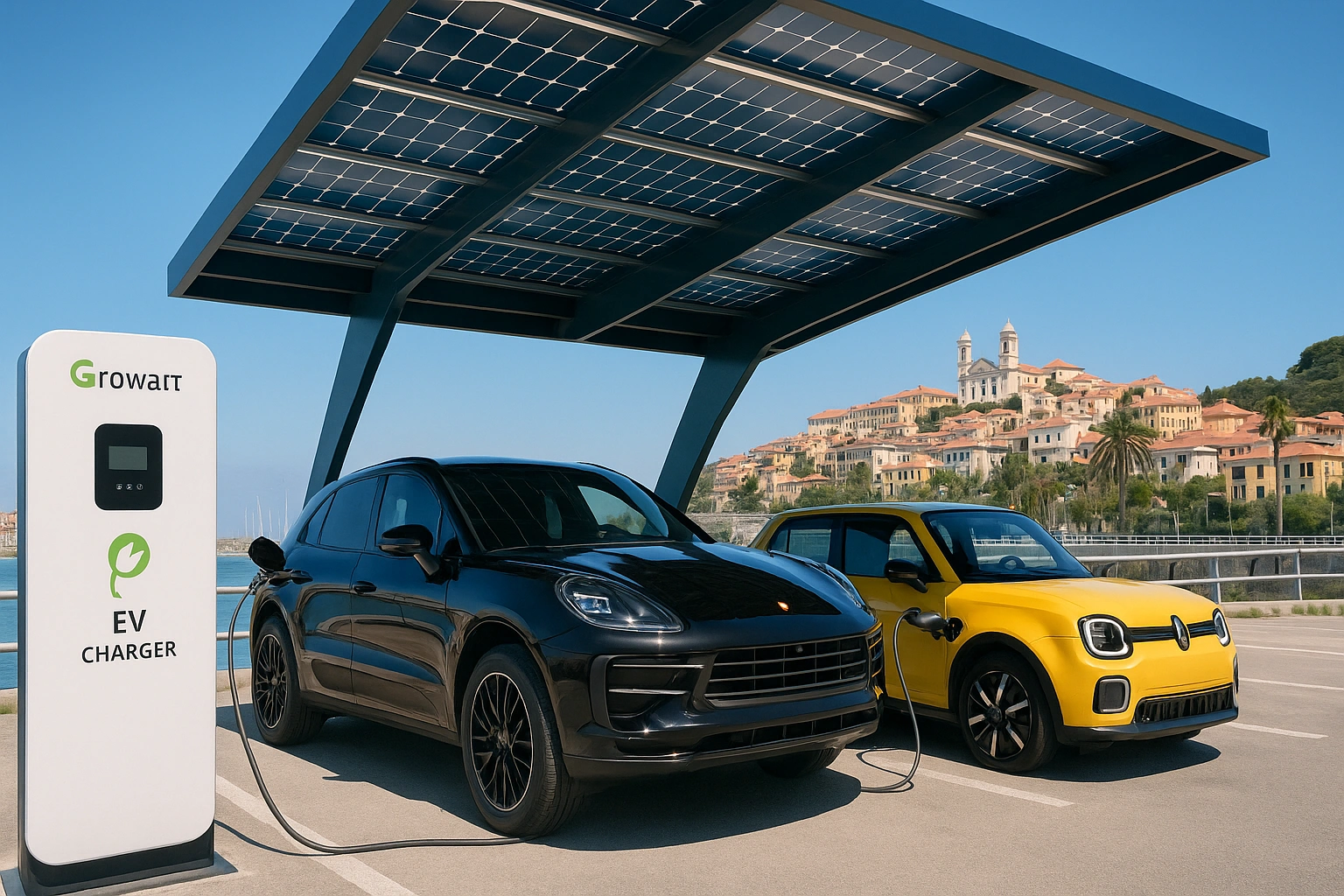 Colonnina Growatt installata a Imperia da Green Mood