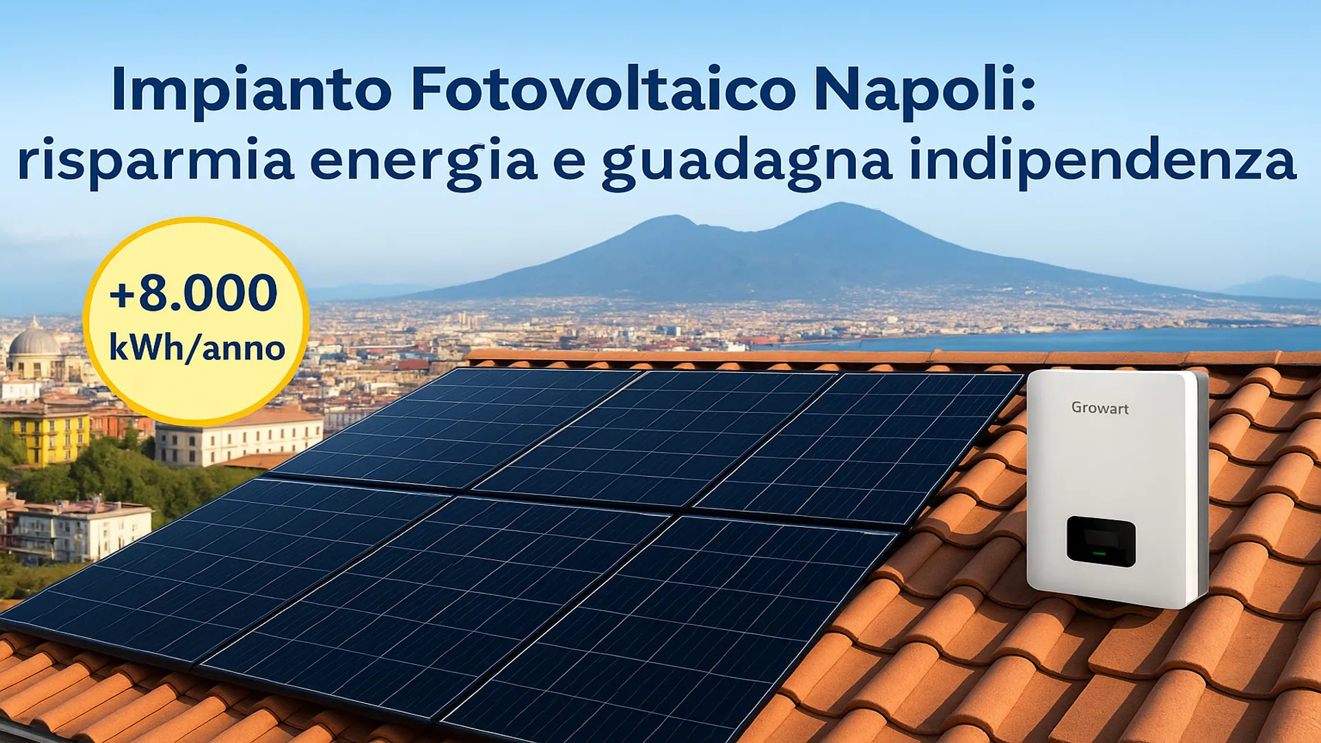 Detalle pannelli solari su tetto residenziale - Napoli