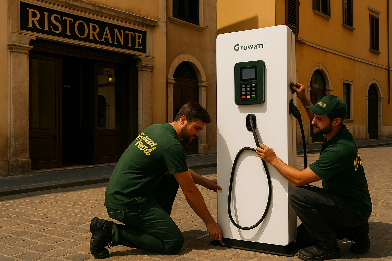 Tecnici Green Mood Italia a Palermo durante installazione colonnina EV