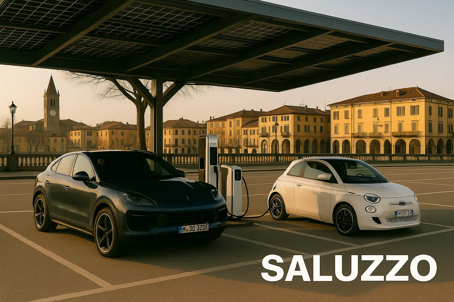 Pensilina fotovoltaica e colonnina a Saluzzo
