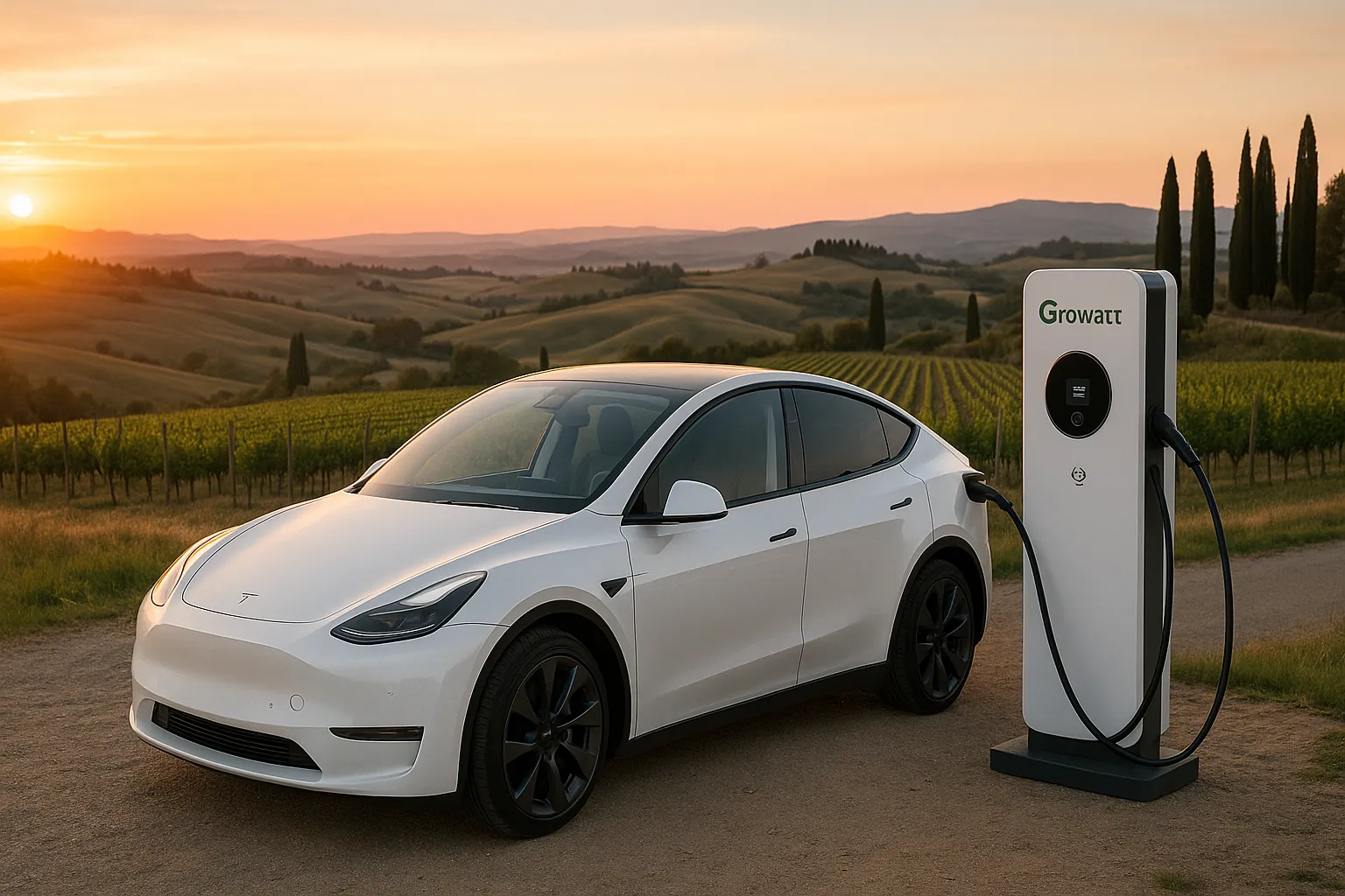 Pensilina fotovoltaica con colonnina EV a Siena