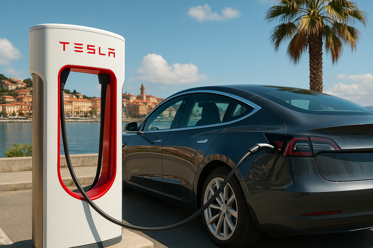 Colonnina Tesla installata a Imperia sul lungomare