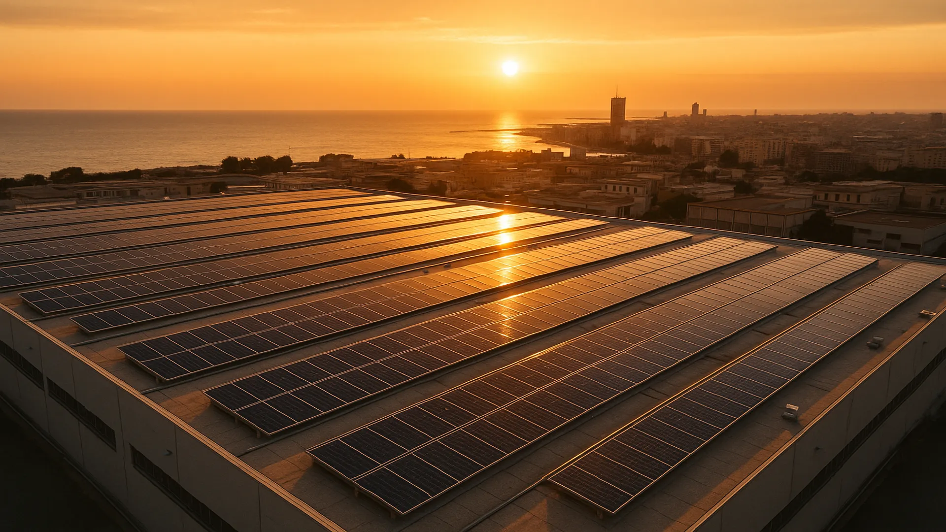 Capannone industriale fotovoltaico a Bari con vista Adriatico