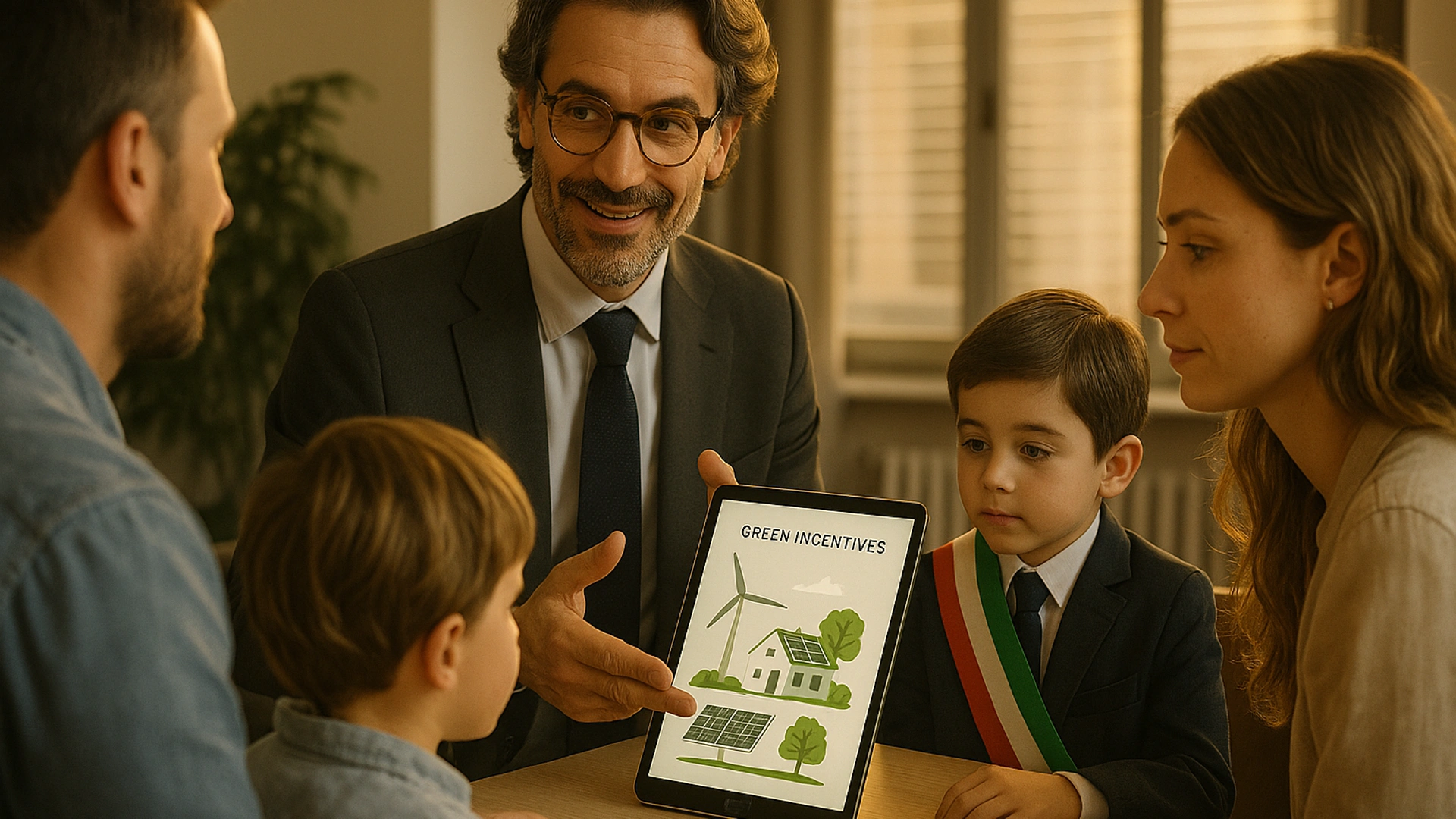 Consulente illustra incentivi verdi