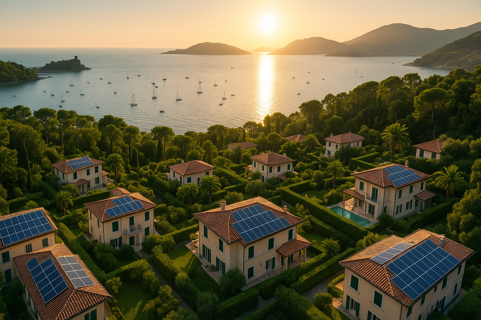 Vista panoramica fotovoltaico La Spezia