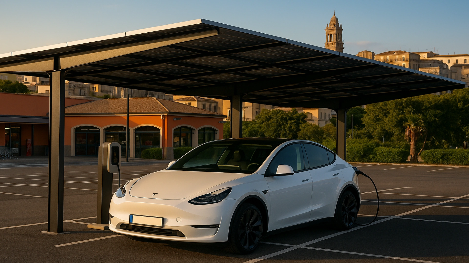 Vista panoramica con fotovoltaico a Siracusa