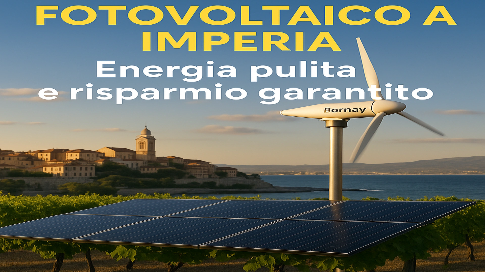 Installazione solare a Imperia con grafica promozionale