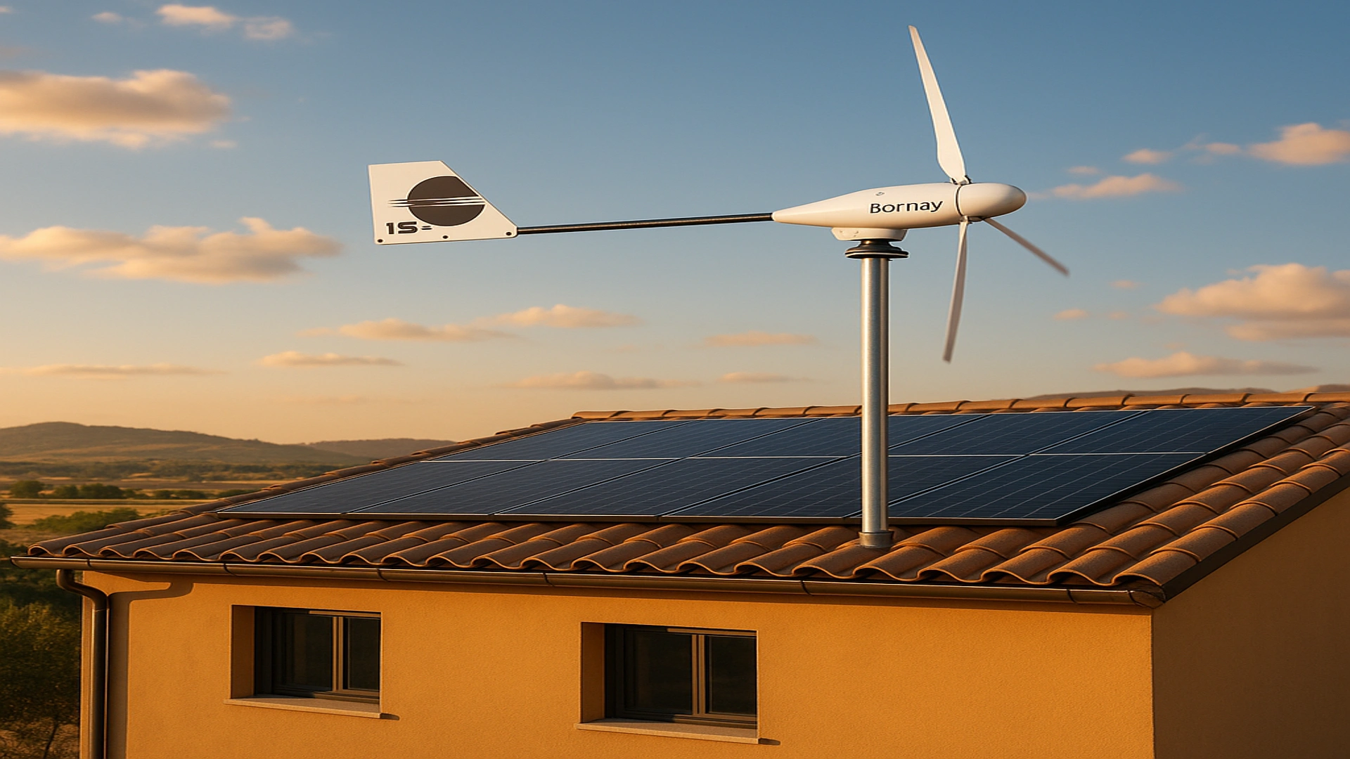 Casa grande con turbina e fotovoltaico total black