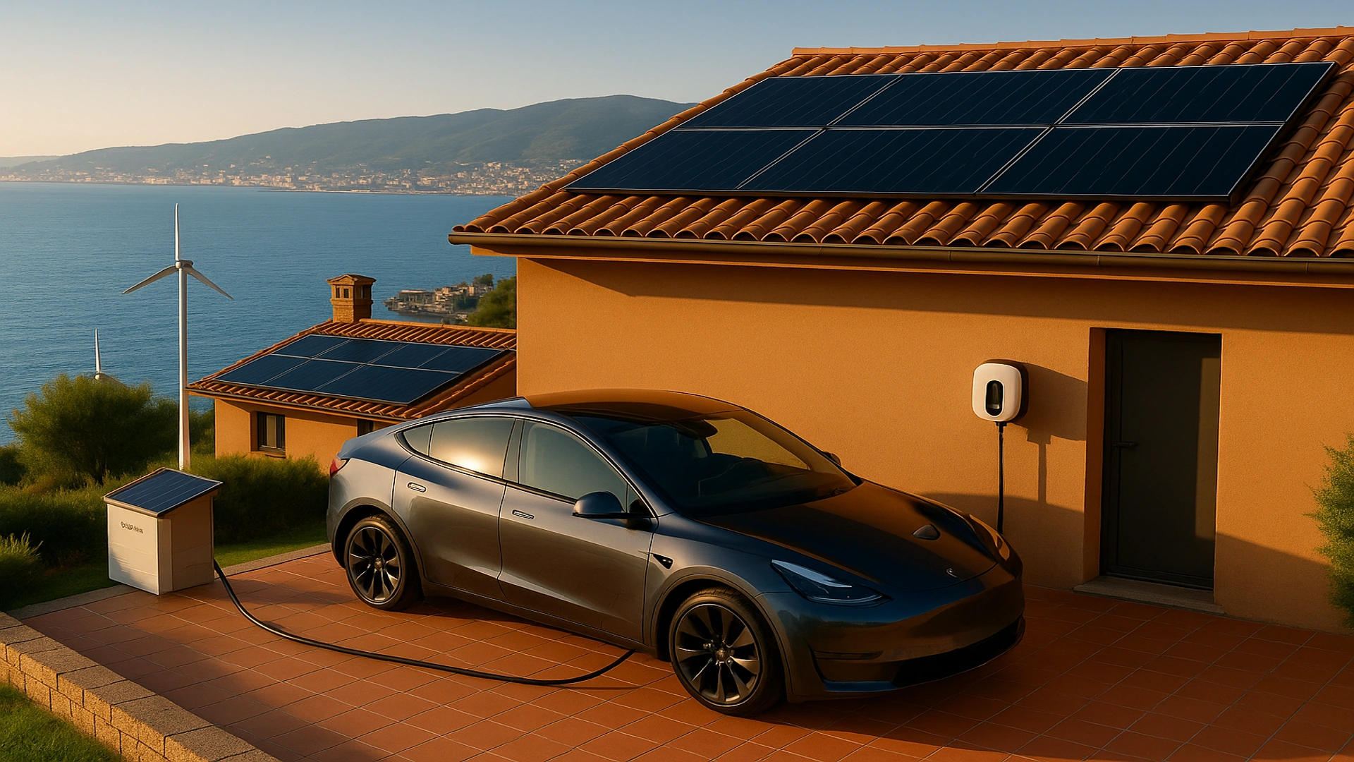 Interno casa a Genova con monitor energia e batteria Growatt