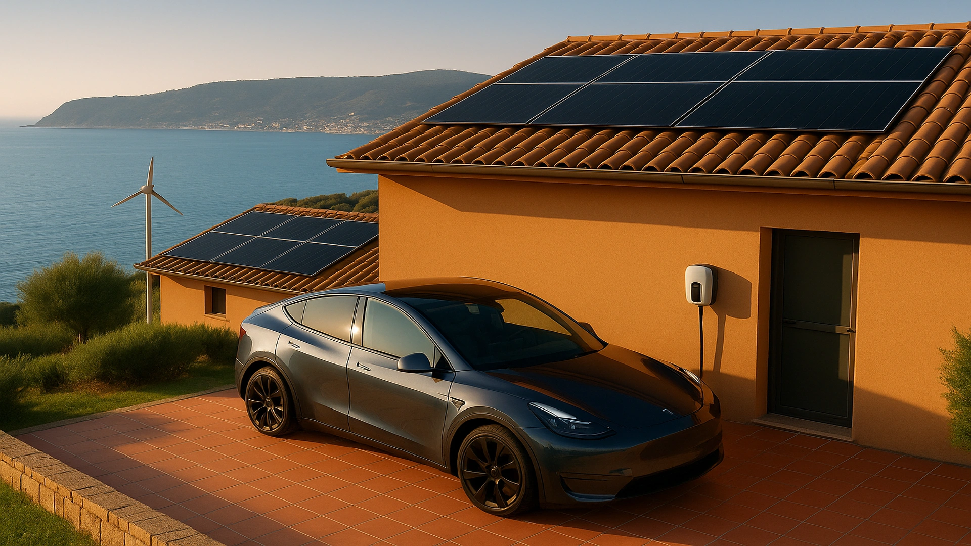 Interno casa con monitor energia e batteria Growatt a Imperia