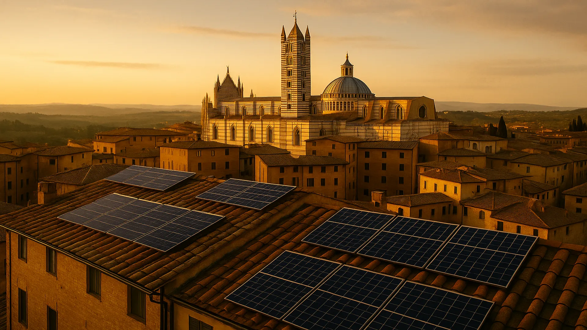 Installazione fotovoltaico a Siena su tetto di abitazione con vista panoramica